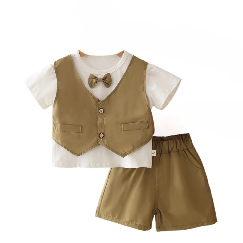 

Summer Fashion Baby Boys Clothes Suit Children Short Sleeved T-Shirt Shorts 2Pcs/Sets Kids Clothing Infant Casual Cotton Costume