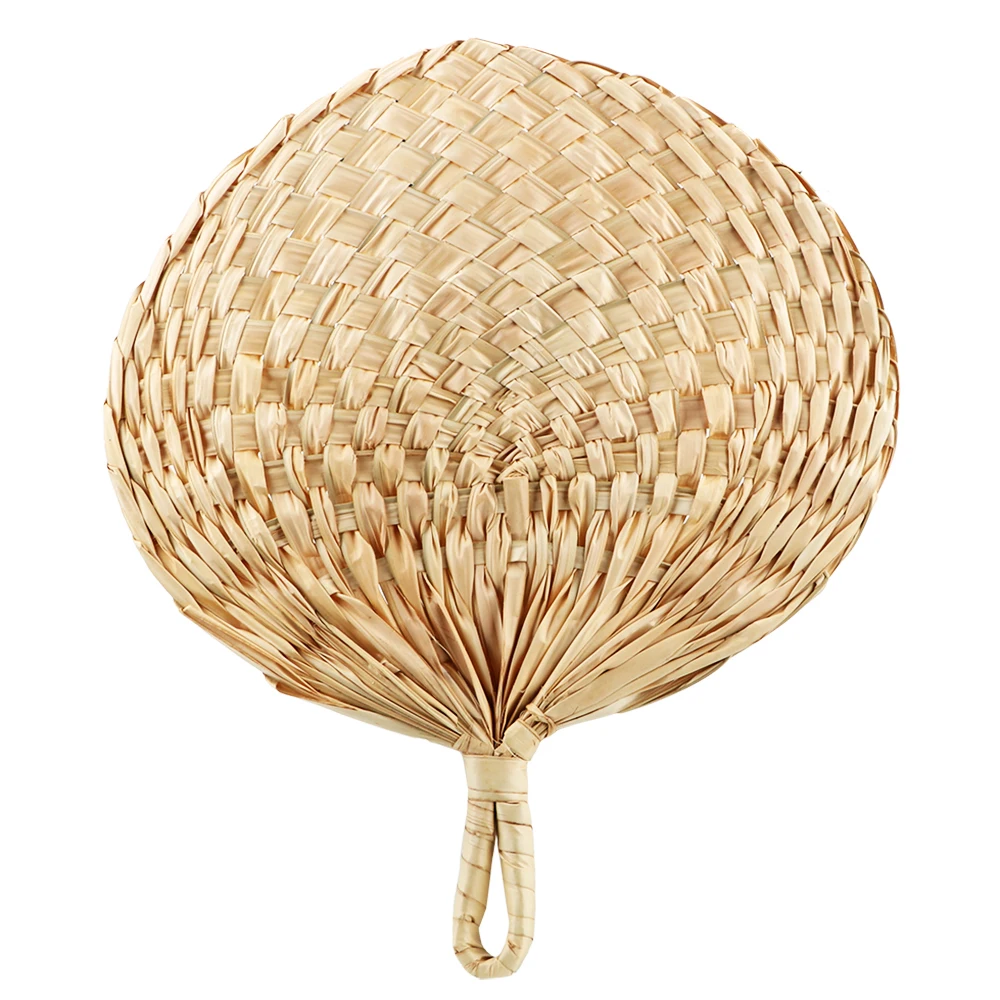 Chinese Style Hand-woven Palm Leaf Hand Fan Manual Straw Hand Fans Summer Cooling Mosquito Repellent Handmade Straw Fan