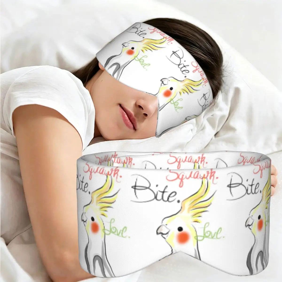 Cockatoo Cockatiel Parrot Squawk Bite Love sleep mask Portable Eye Cover for Girls Boys Office Nap Party Gift Eyeshade eyepatch