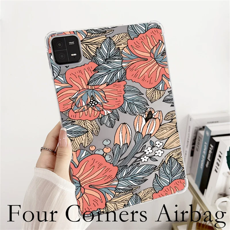 Retro Gorgeous Flowers Soft Clear Case for Xiaomi Pad 6 Pro 5 5 Pro 11 Inch Cover for Xiaomi Redmi Pad SE Case 10.61 '' Funda