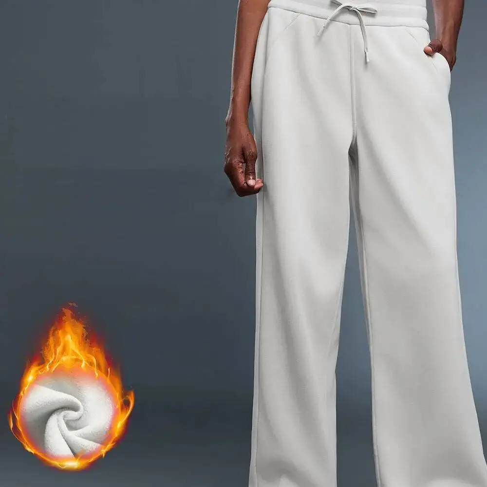 

Women S Flared Joggers With Plush Lining High Waisted Wide Leg Sweatpants For Autumn Winter Soft Stretchy Lounge Pants