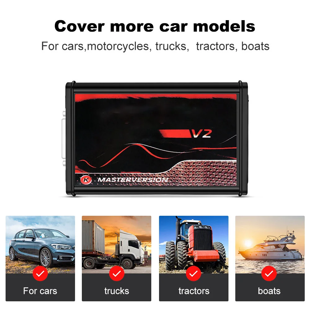 Programador ECU Kess V2 V5.017, PCB rojo de la UE en línea, Ksuit V2 SW V2.8 ilimitado con filtro Murata, herramienta de sintonización de chips ECU con caja de herramientas