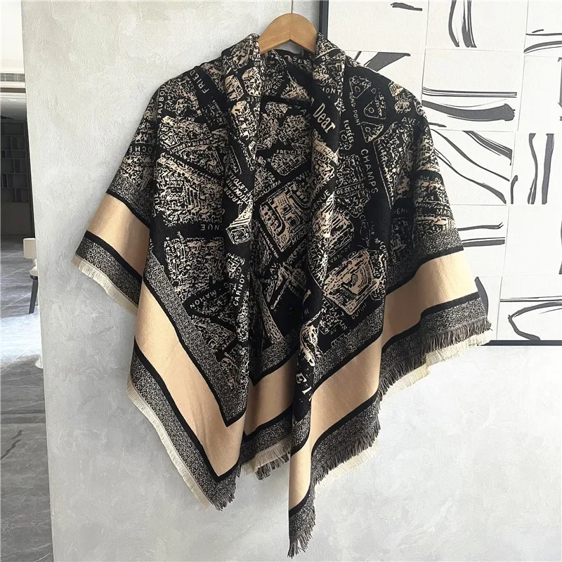 

Scarf women's winter versatile fashion jacquard square scarf Korean version warm scarf imitation cashmere shawl outer cover