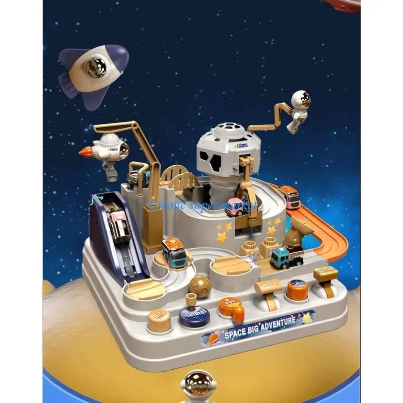 090B Space Theme Car Toy Adventure Curved Road Track Parking Toy Boys Interaction Game Children Birthday Presents
