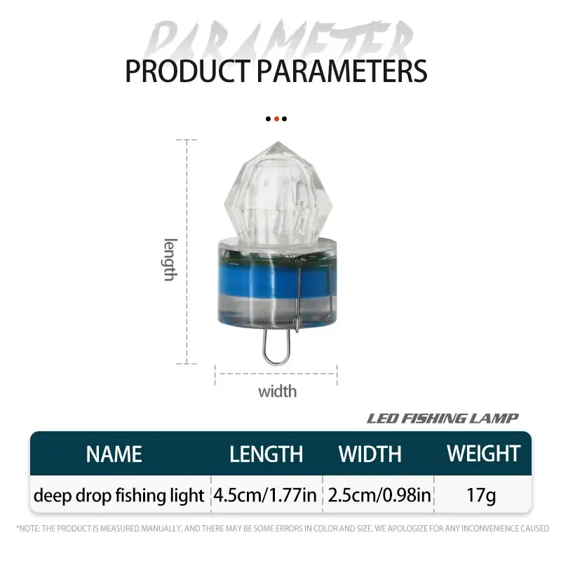 Deep Drop Light Diamond Fishing Light Underwater Activated LED Glow Fishing Lure Attracting Fishing Flash Light Tuna Swordfish