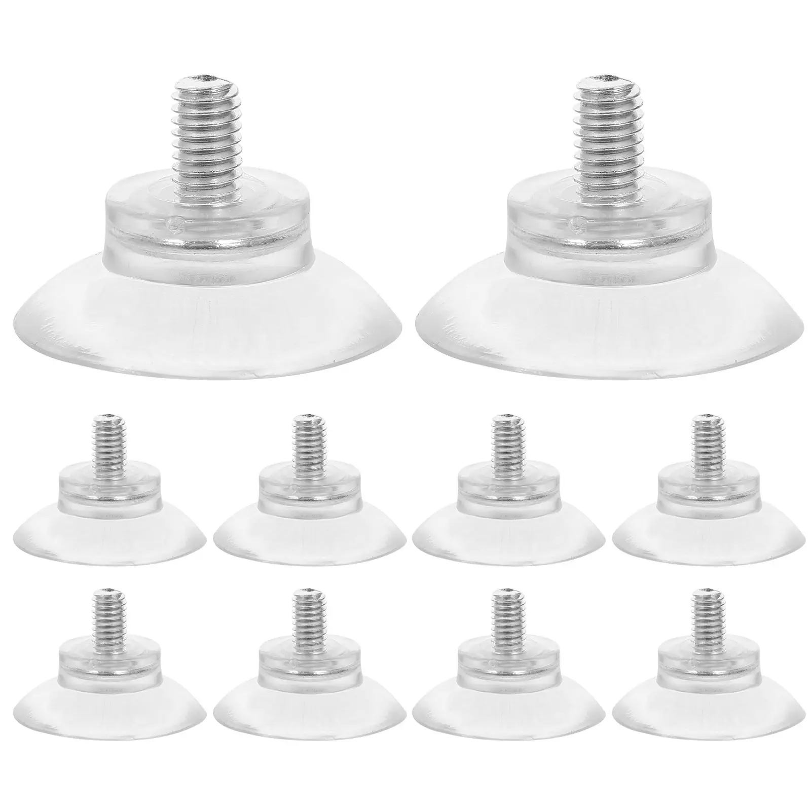 10Pcs Transparent PVC Suction Cups with Metal Screws and Threaded Rods for Glass Surfaces Bathroom Kitchen Home Decoration Wall
