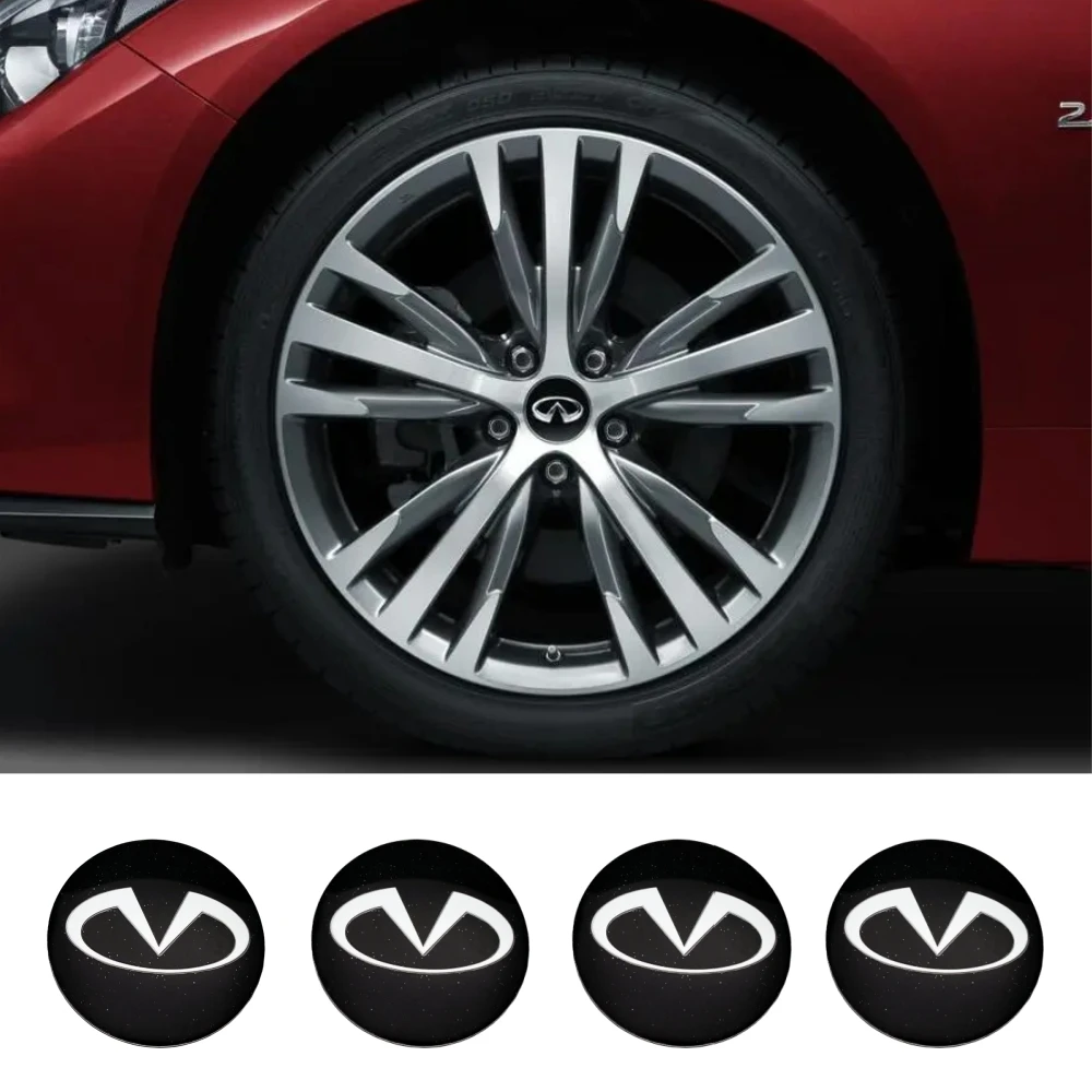 4pcs 56mm 60mm Infiniti Emblem Logo Car Stickers Car Wheel Hub Center Cover Cap Badge Accessories For Infiniti Q30 FX35 Q50 QX50