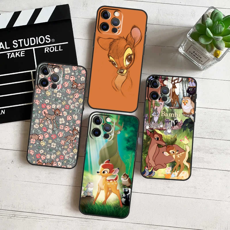 

Bambi Deer Disney For Apple iPhone 15 14 13 12 11 Pro Max Mini XS Max X XR 7 8 6 Plus Black Phone Case