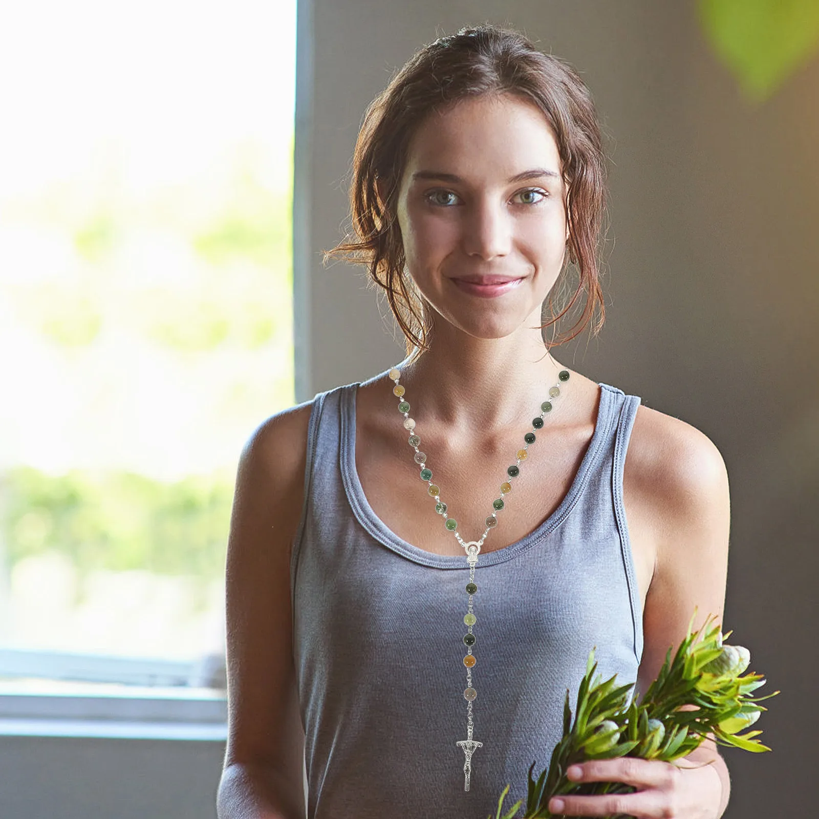 

Изящный маленький кулон-крестик из агата, регулируемый размер, легкое модное ожерелье для свадьбы, праздника, подарка