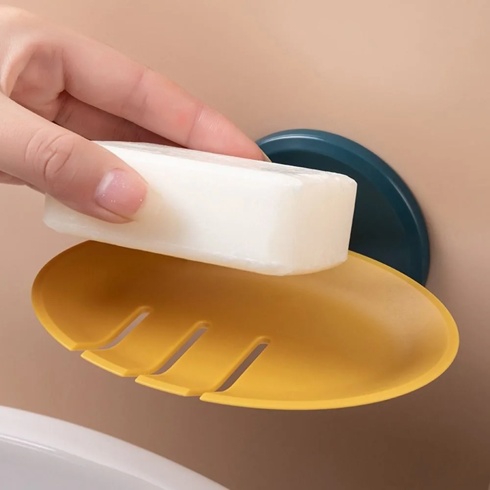 Bathroom Soap Dish Wall Hanging Punch-free Soap Holder Plastic Self Draining Storage Basket Wash Basin Shower Accessories