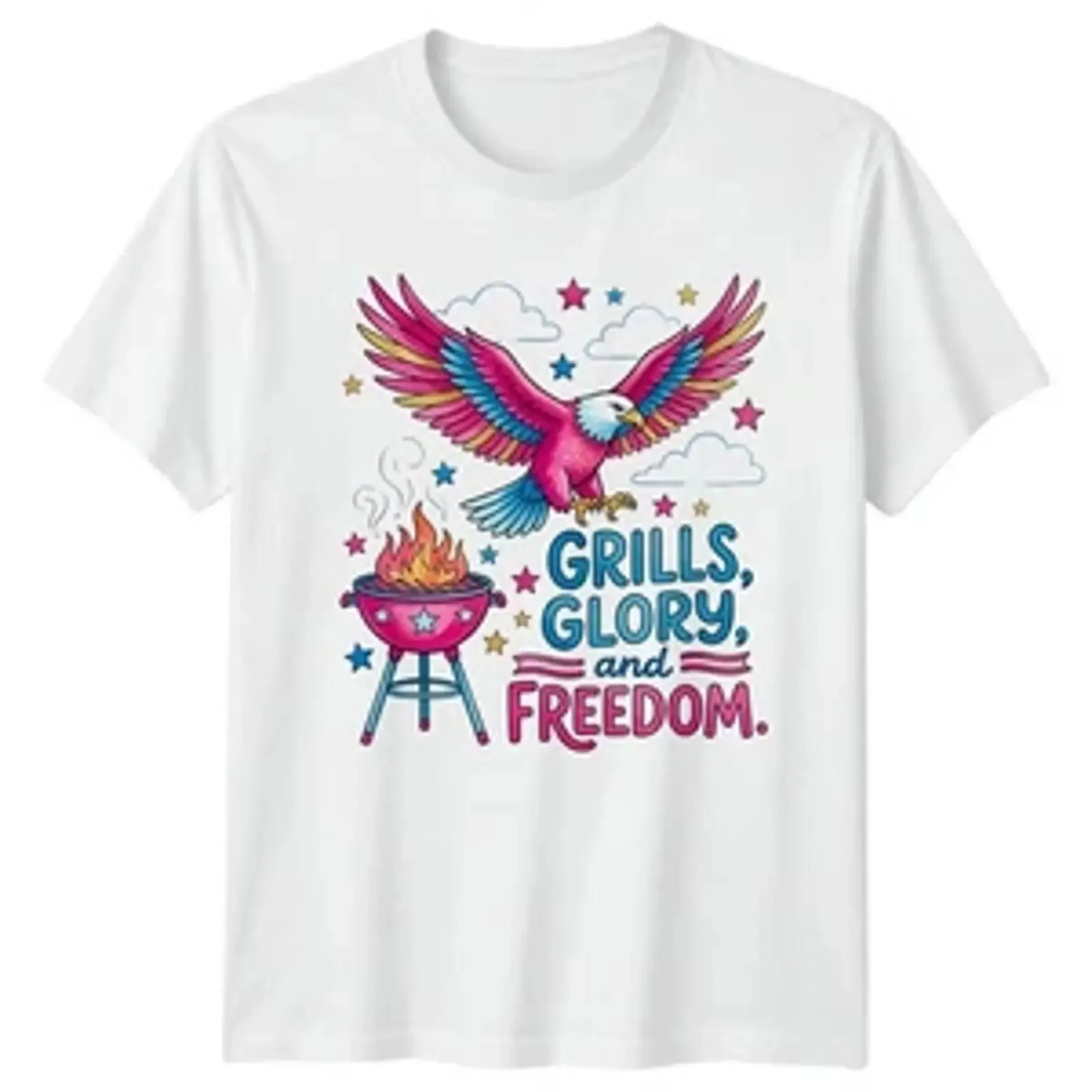 Grills Glory And Freedom T Shirt BBQ Grillen Patriotisch 4 Juli vintage Washed Casual homme fashion Versatile graphic
