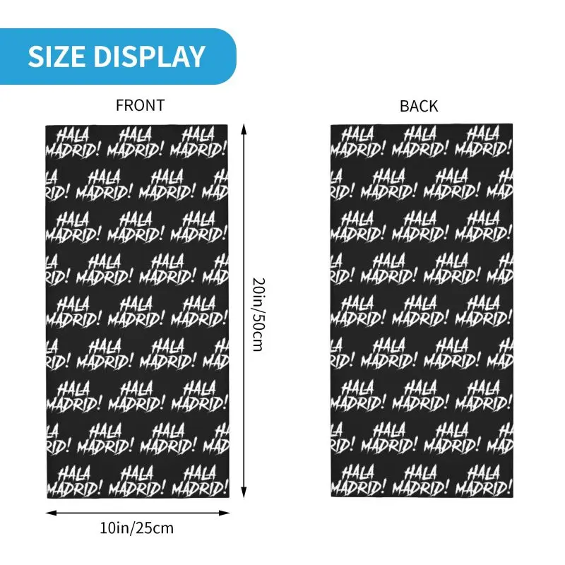 Hala Madrid Letters Print Bandana Neck Warmer Women Men Winter Ski Tube Scarf Gaiter Breathable Bandana Scarf for Hiking Cycling