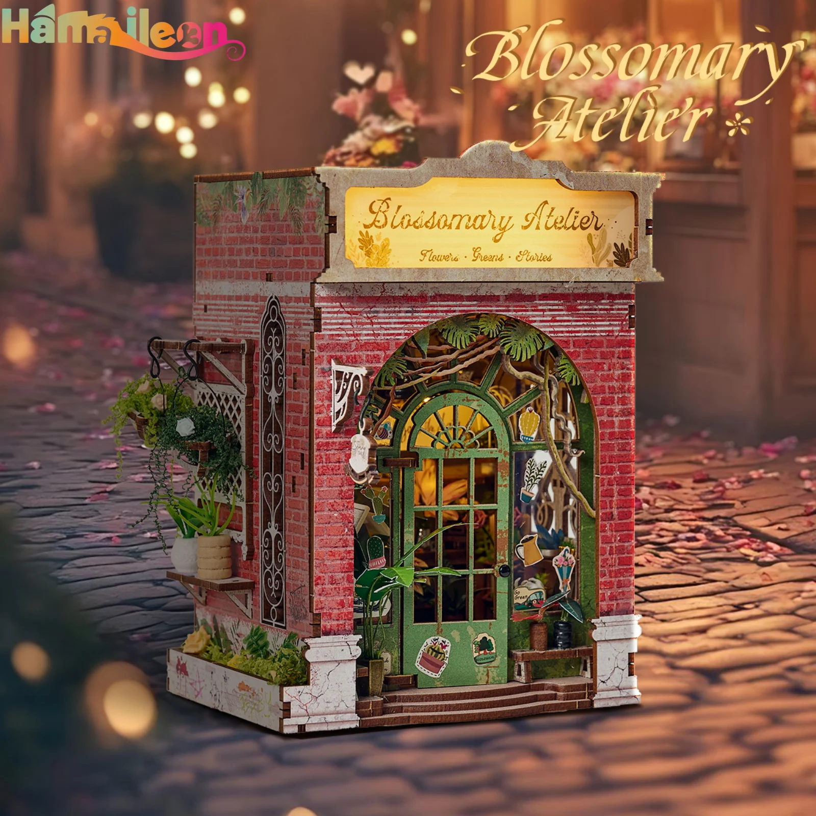 Hamaileon Boekenhoekje DIY Miniatuur Huis 3D Houten Puzzel voor Volwassen/Tieners, Boekenplank Decor Alley Model Bouwen (Blossomary Atelier)