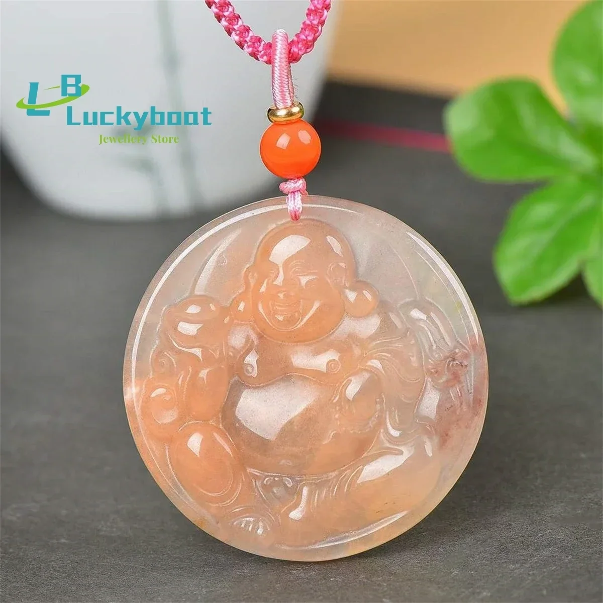 Natural Golden Silk Jade Auspicious Buddha Pendant Simple and Generous Personalized Fashion Versatile for Men and Women