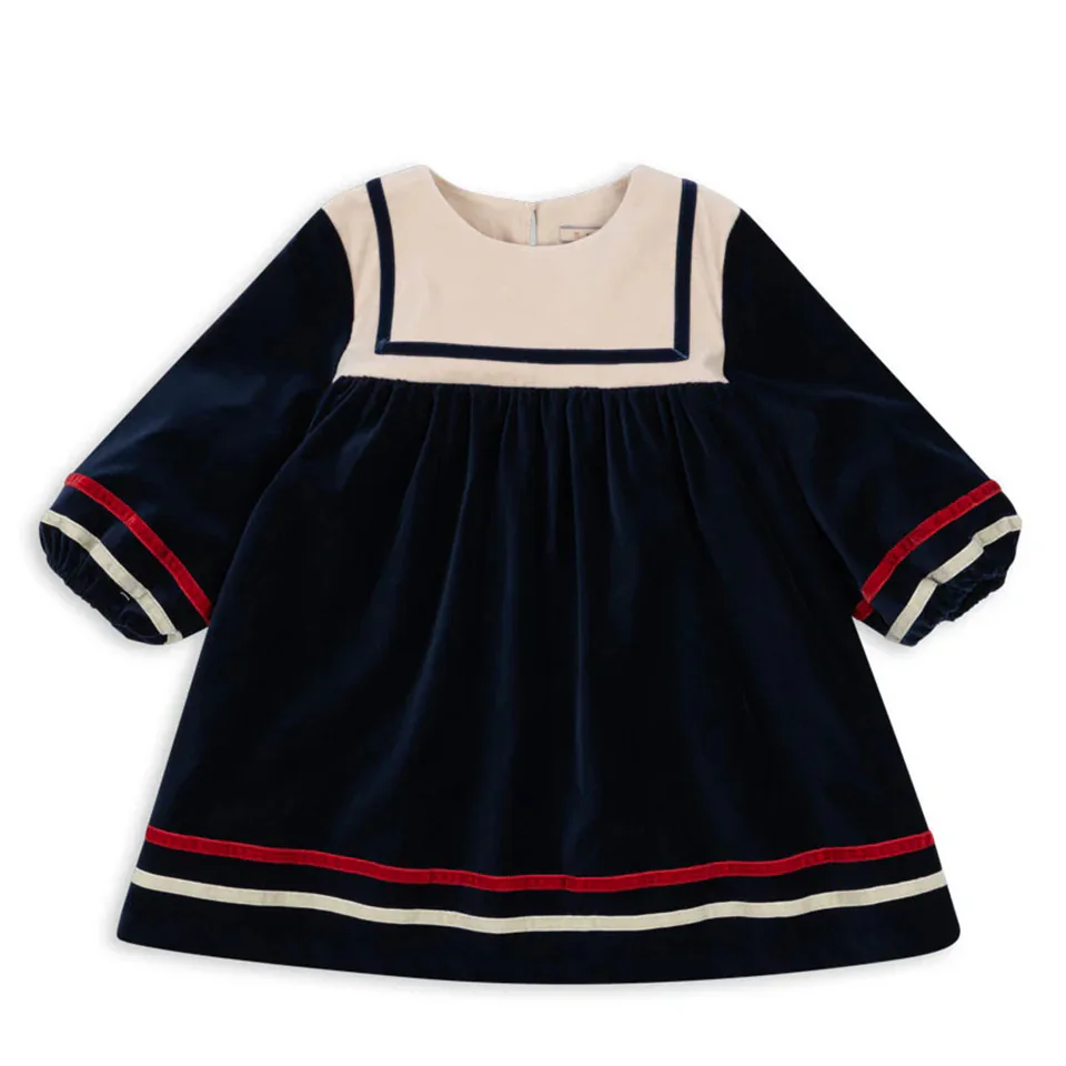 Children's Clothing Autumn/Winter New Kids' Fashion Girls' Ballet Long-Sleeve Dress with Large Bow and School Style Pompom Skirt