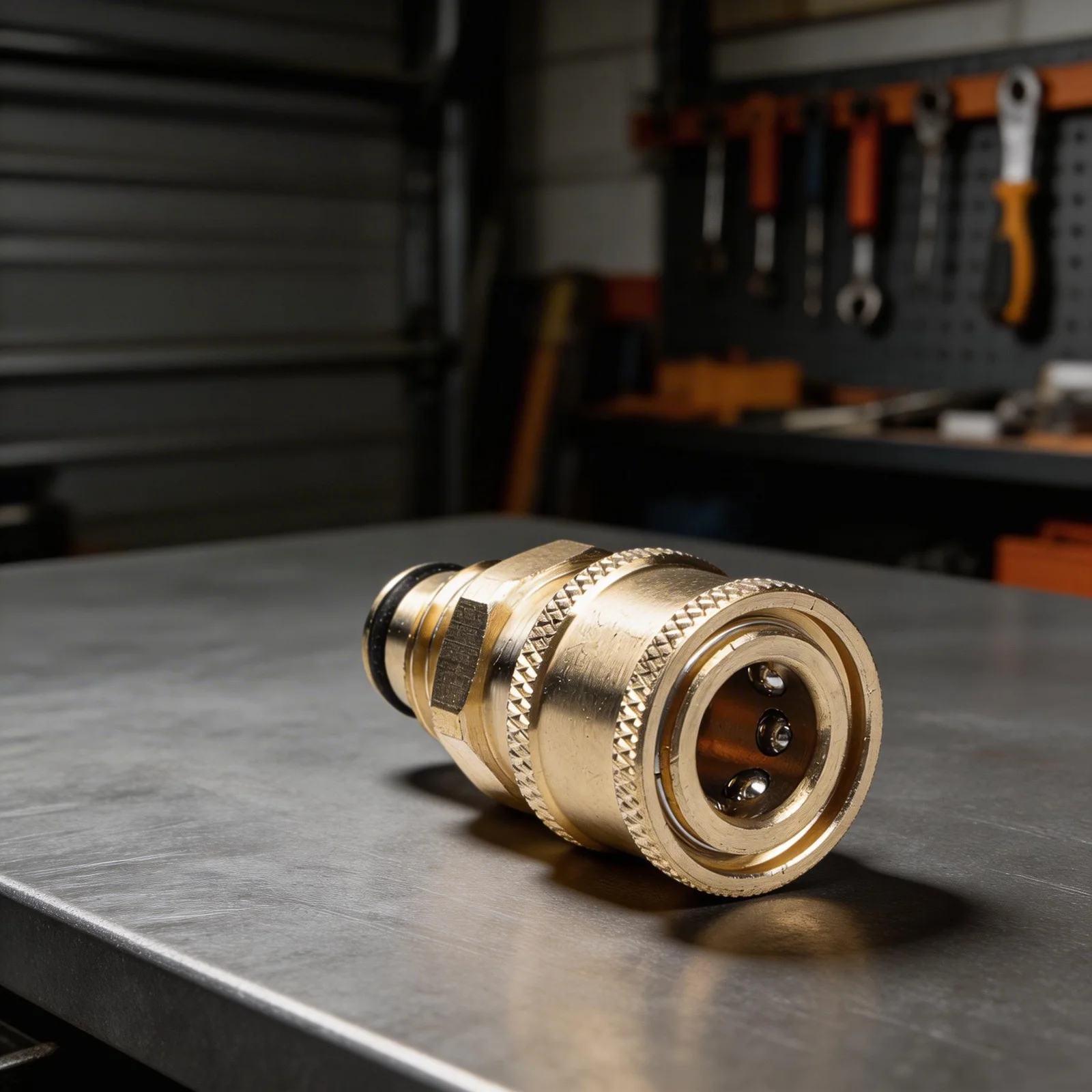 Brass Quick Connect Fitting for High Pressure Washer Systems Featuring Build and Optimized Flow Path for Cleaning Tasks