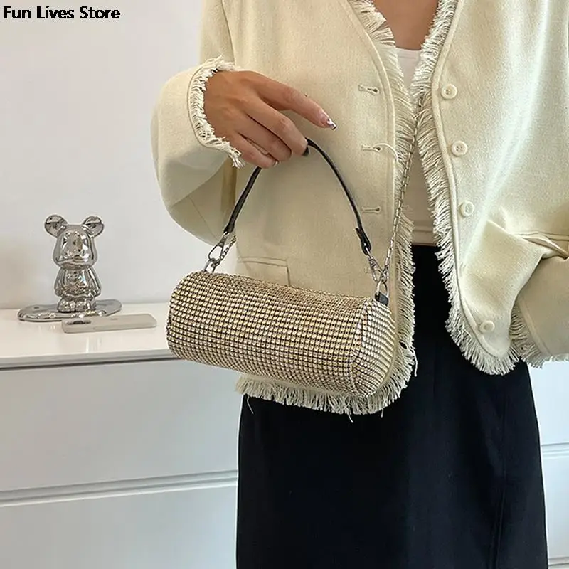 Trendy Rhinestone Shoulder Bag Women Luxury Brand Totes Purse Diamond Shiny Handbags Lady Elegant Crossbody Bags Party Clutches