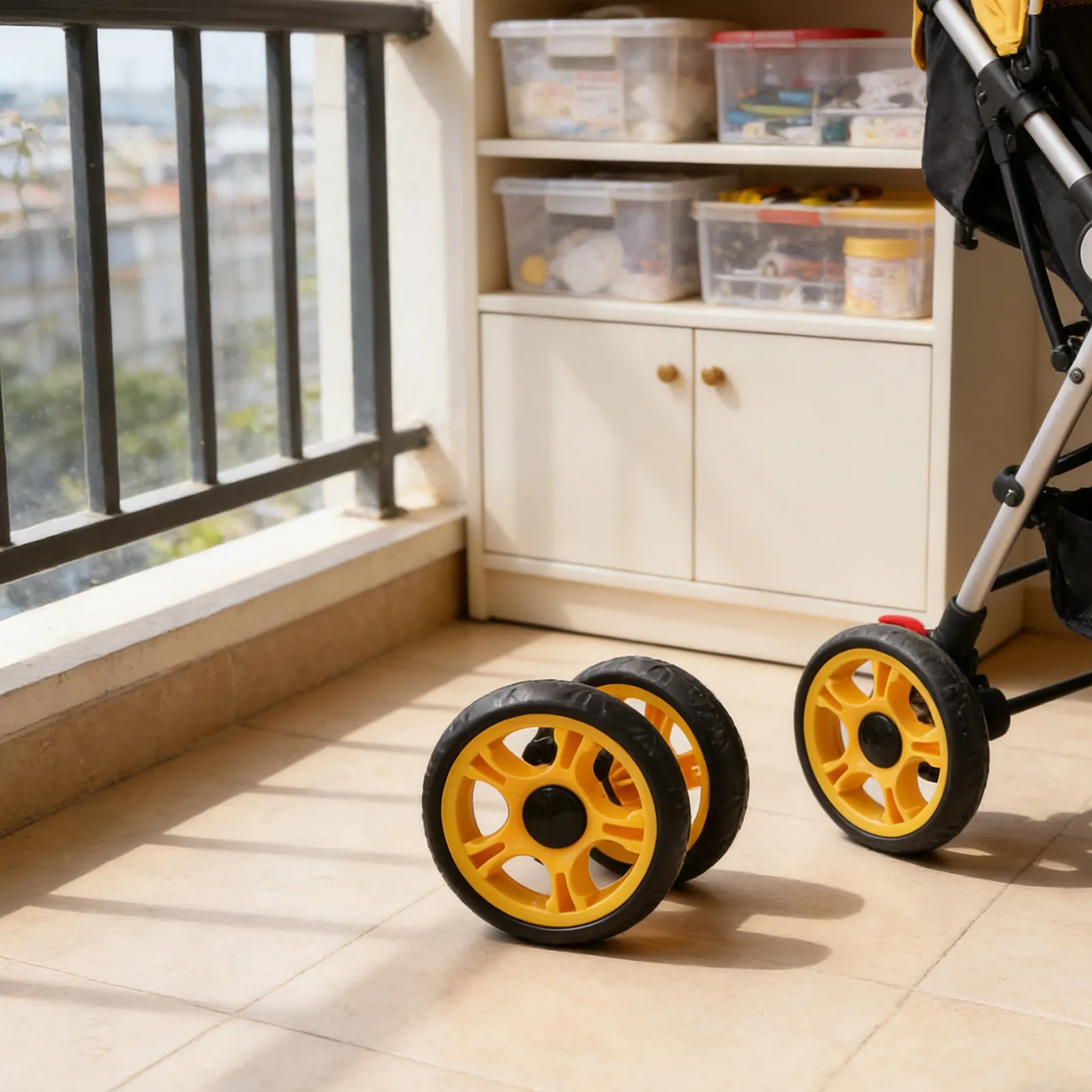 4pcs-baby-stroller-wheel-replacement-set-12cm-plastic-swivel-roller-wheels-brake-for-pram-pet-cart-kids-carriage-front-rear