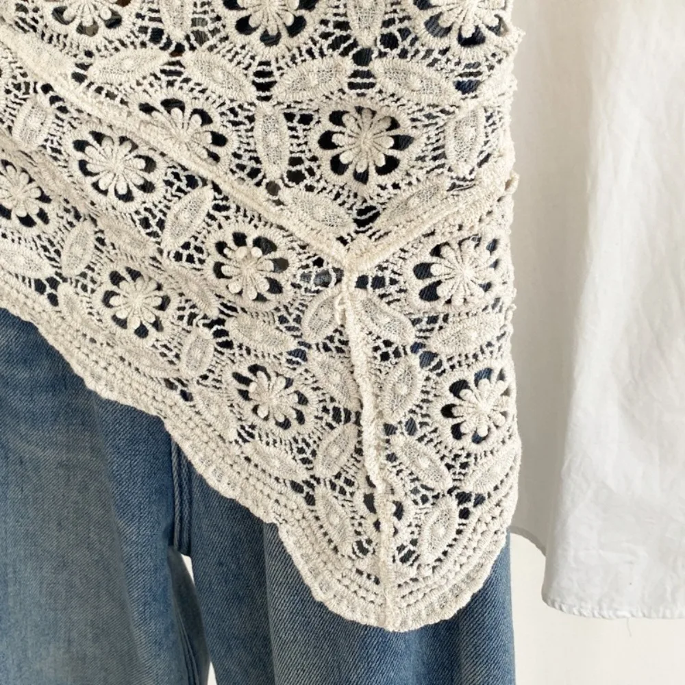 Trendy Lace Trim Fart Curtain Slim Fit Pretty Hip Curtain Hollowed-out Y2K Apron Wrap Skirt Women