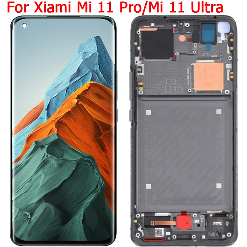 

ЖК-дисплей с рамкой для Xiaomi Mi 11 Ultra, 6,81 дюйма, ЖК-дисплей с сенсорным экраном и дигитайзером для Xiaomi Mi 11 Pro M2102K1G