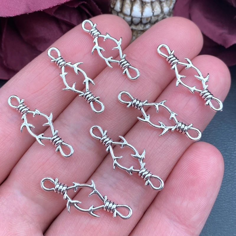 30 sztuk 26.5x11mm 3D ciernie metalowe złącza Charms gotycki naszyjnik bransoletka DIY ciernie Charms biżuteria rękodzieło Making