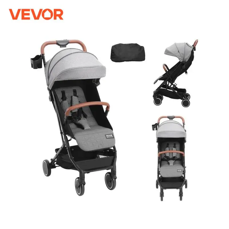 Vevor-幼児用ベビーカー,調節可能な背もたれとフットレストを備えた幼児用ベビーカー,ワンクリックの折りたたみ式新生児用ベビーカー