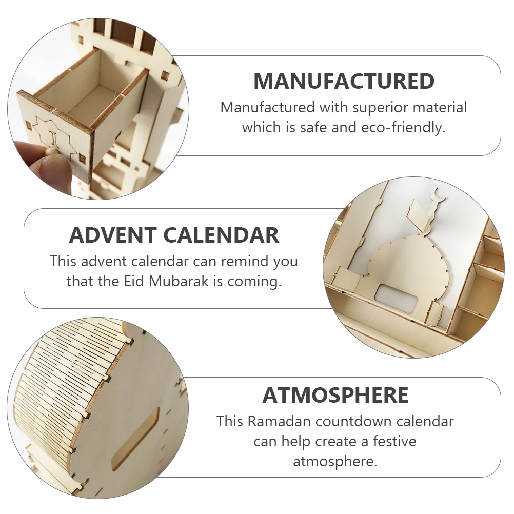 

Wooden Calendar Ornament Eid Mubarak Decoration Decorative Practical Countdown Festive Ornaments