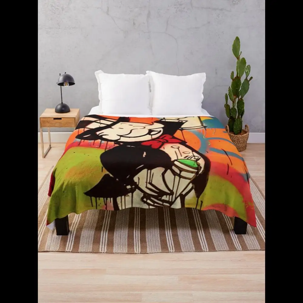 

Spray Monopoly Throw Blanket Soft Plush Fleece for Cozy Comfort on Sofa or Bed Perfect Gift Idea