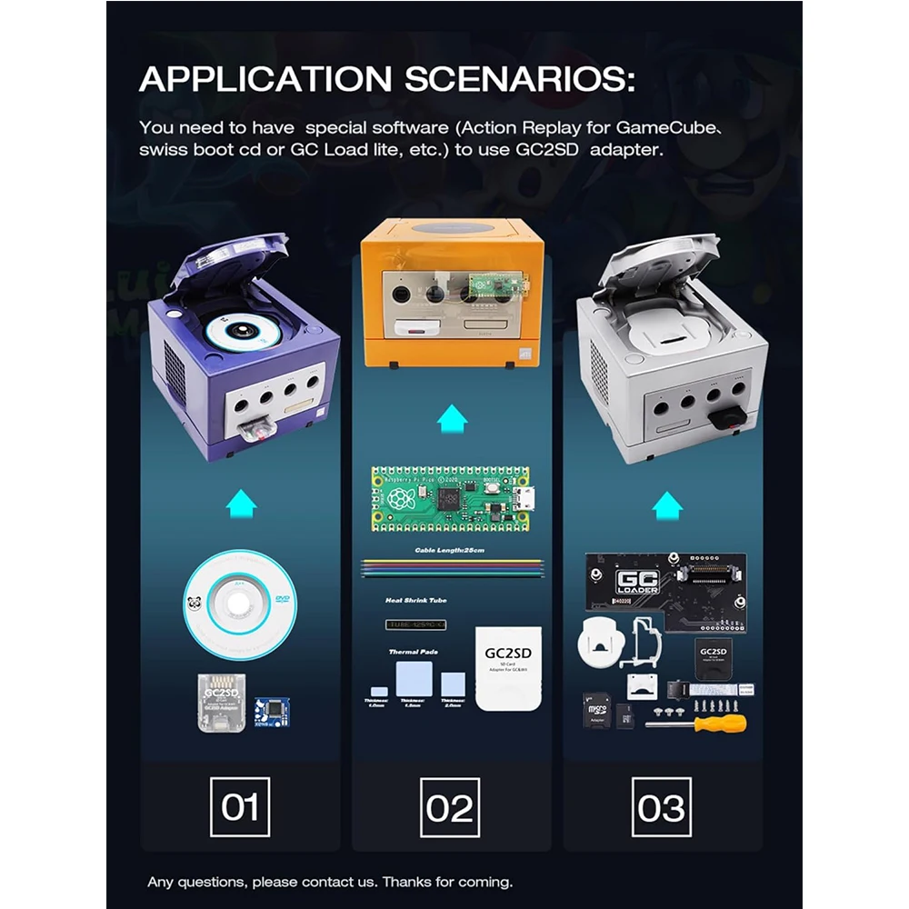 Memory Card Adapter para GameCube Wii, TF Card Reader, GC2SD