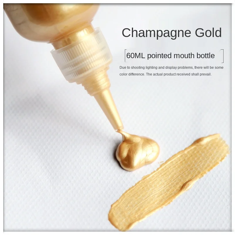 60ml Acrylic Paint Gold Paint Metallic Waterproof Not Faded for Statuary Coloring DIY Hand Clothes Painted Graffiti Pigments