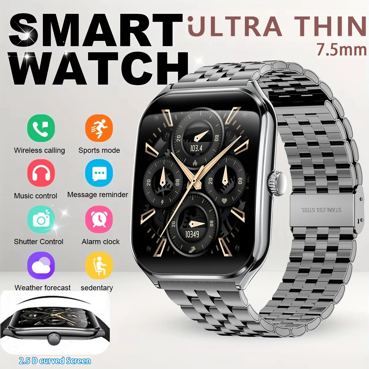 

Original New Ultra Thin SmartWatch 1.96" AMOLED Display HD 368*448 Always Show Time Call Reminder for Women Men Smartwatch gift