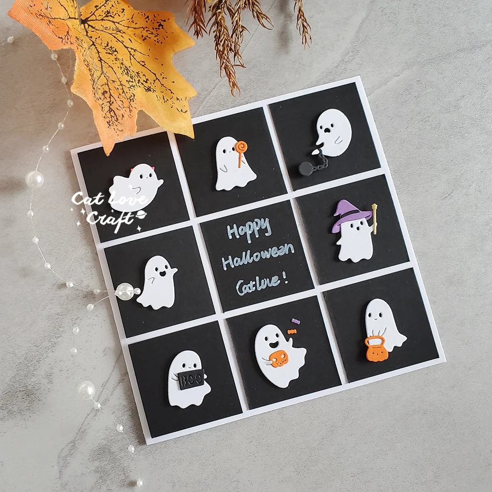 Catlove Halloween Cute Ghost Metal Cutting Dies Scrapbooking Mold Stencil Die Cuts Card Making DIY Craft Embossing New Dies For