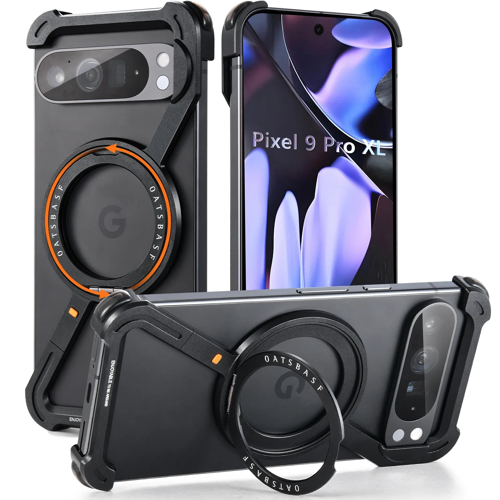 Oatsbasf Phone Case For Google Pixel 9 Pro XL Back Cover For Pixel 9 9Pro 9ProXL Shockproof Protective Cover w/ Magnetic Ring