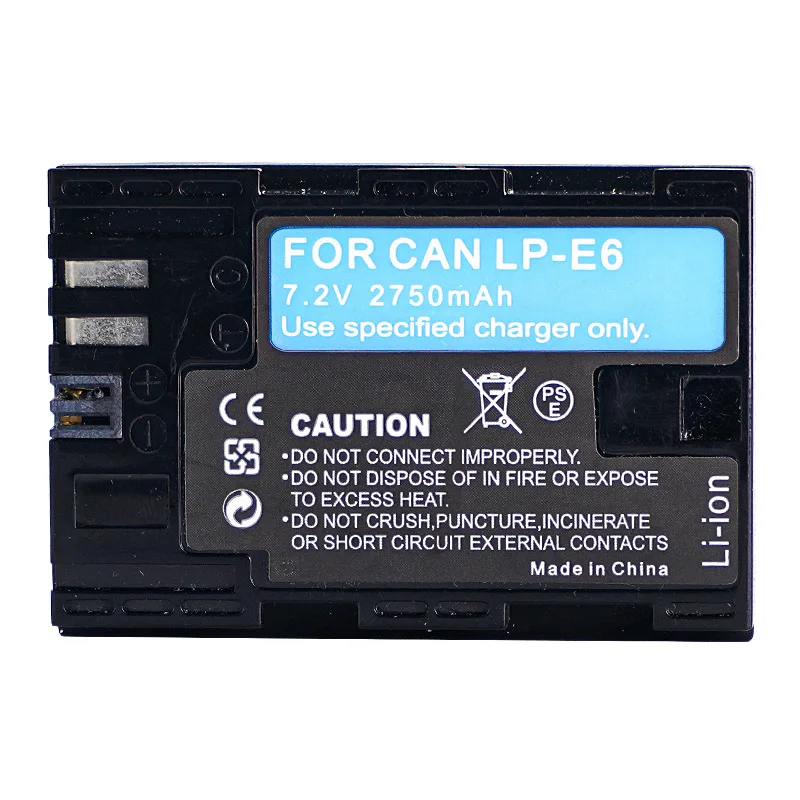 แบตเตอรี่กล้อง LPE6 LP-E6 7.2V 2750mAh สำหรับ Canon สำหรับ EOS 5D Mark II III 3 6D 7D 60D 60Da 70D 80D 90D DSLR สำหรับ5DS EOS