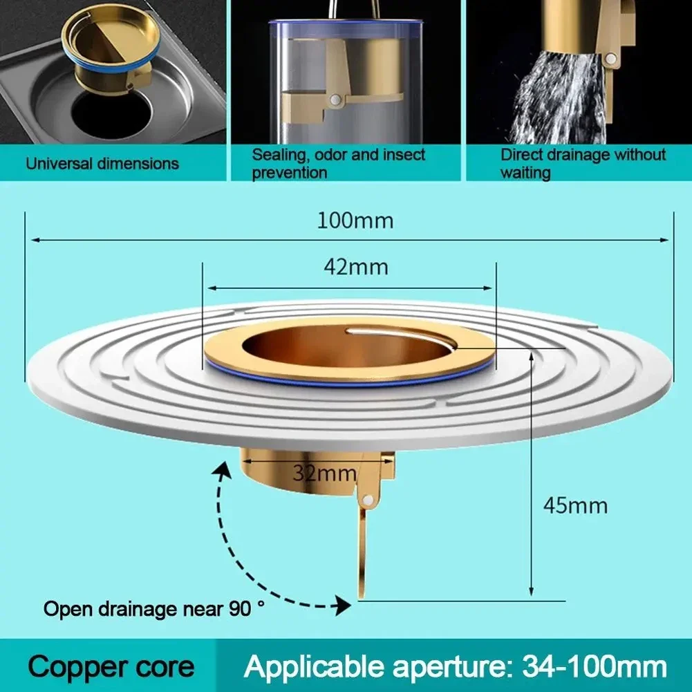 Floor Drain Assembly With Non-Clogging Drain Opening And Integrated Backflow Prevention For Residential Bathrooms