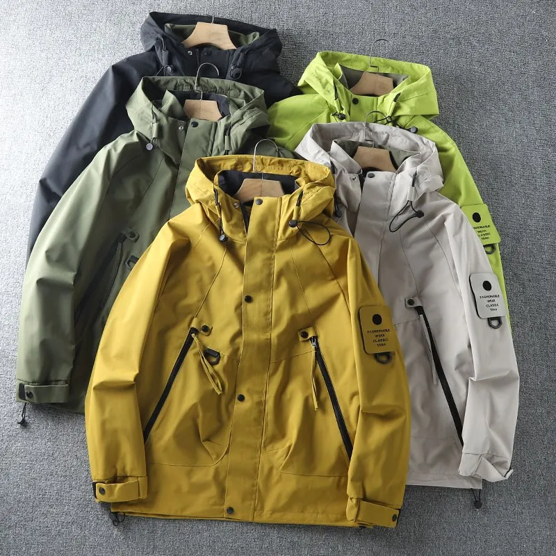 

Outdoor Men's Casual Sports Jacket Windproof Waterproof Loose Fit Spring Autumn Climbing Hiking Coat Standard Sleeve Length