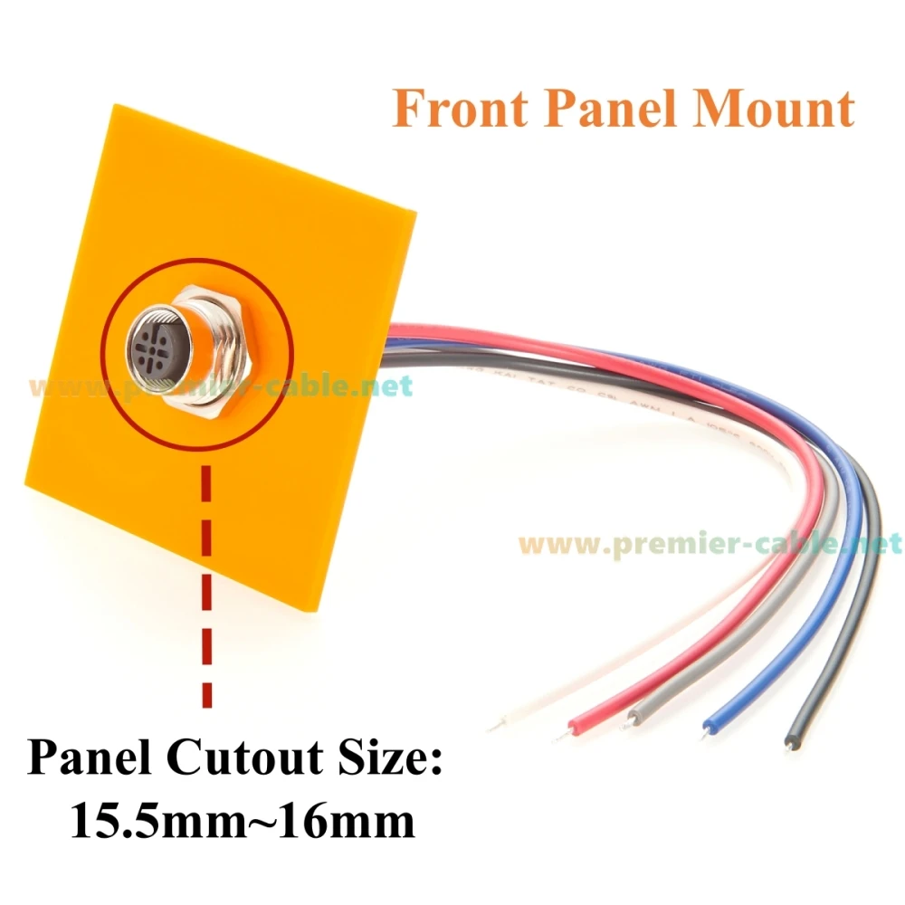 IP67 M12 A Código Conector hembra de 5 pines Cable de receptáculo Montaje en panel frontal con coleta de premontaje para NMEA2000 DeviceNet