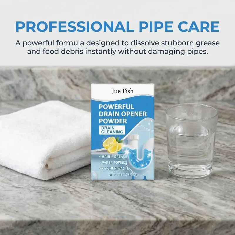 Bathroom Kitchen Drain Cleaner Powder Fast Acting Dissolving Formula for Smooth Water Flow Household Use