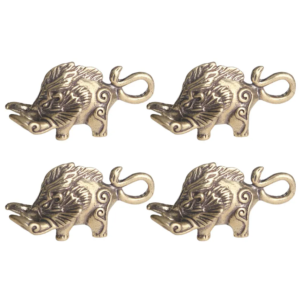 

4pcs Keychain Charm Decorative Brass Boar Pendant Vintage Animal Keyring Craft Home Accessories Jewelry Making