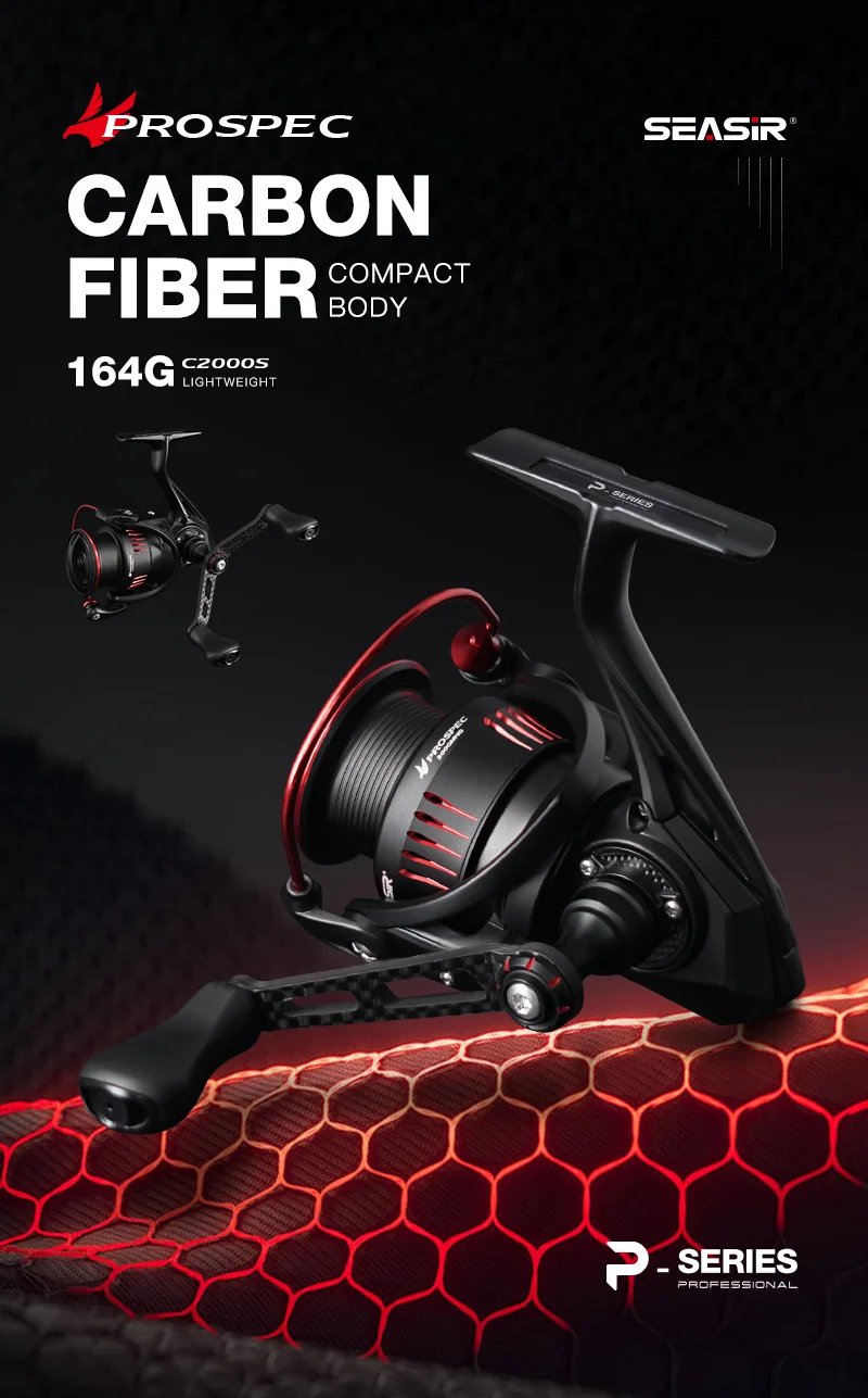 Seasir P-Series Prospec Kohlefaser-Spinnrolle, 9 kg, maximale Zugkraft 8 + 1BB, 5,2:1/6,2:1 Süßwasser-Salzwasser-Angelrolle – Detail 1