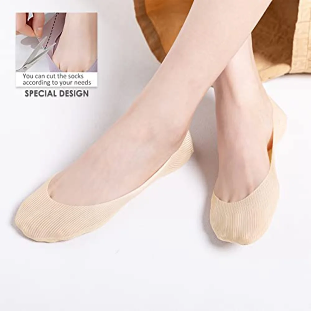 Ice Silk Boat Socks Female Thin Shallow Invisible Silicone Not To Fall Off The Heel Spring And Summer Models Solid Color Socks