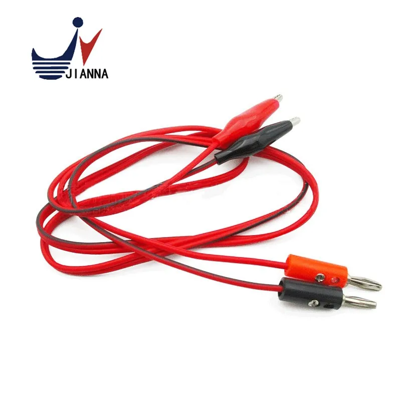 1M Alligator Cilp to AV Banana Plug Test Cable Lead Connector Dual Tester Probe 35mm Crocodile Clip for Multimeter Measure Tool