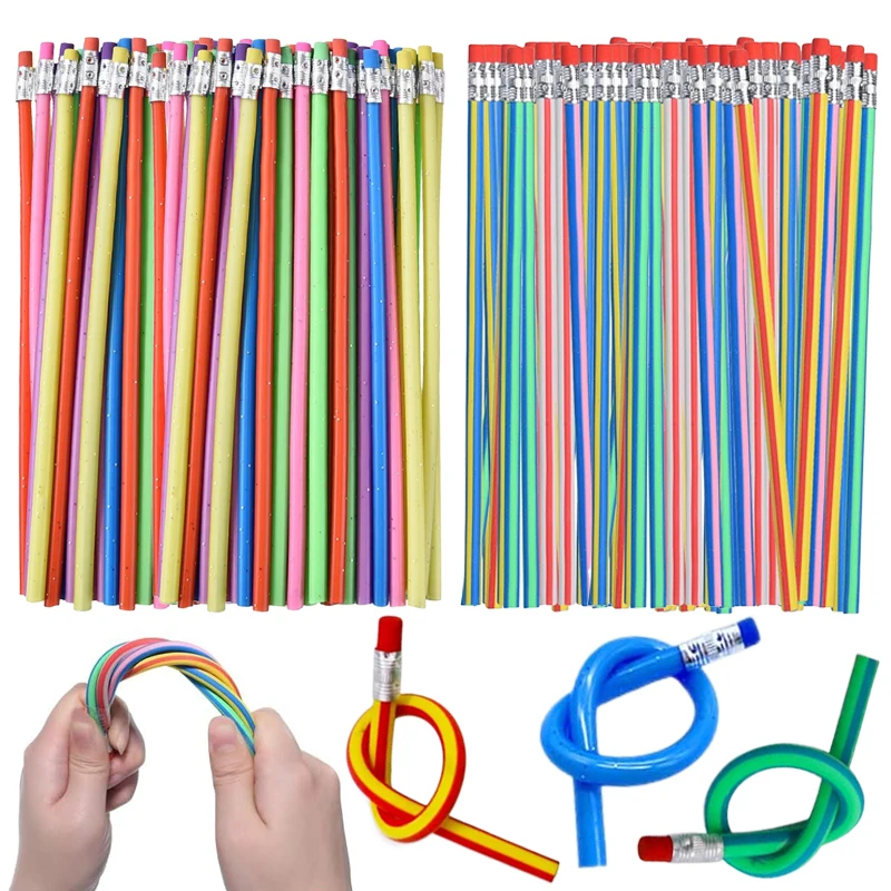 10~20pcs Curved Soft Pencil 18cm Flexible Novelty Entertainment Props Party Favors Bulk Festival Gathering Gifts for Guest TMZ