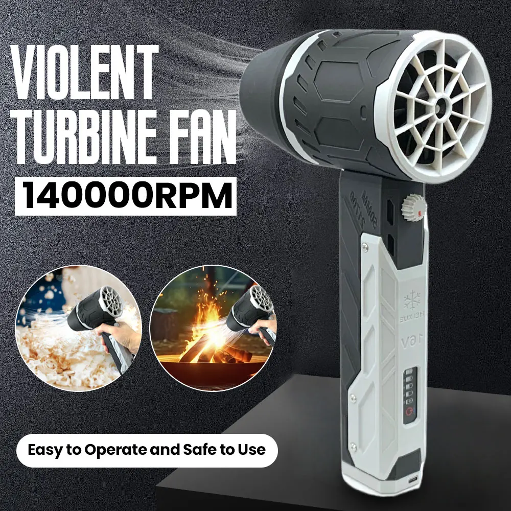 Imagem -02 - Turbo Jet Fan Air Blower com Power Display 140000rpm Motor sem Escova Velocidade do Vento Ajustável Handheld Duto 62 m s