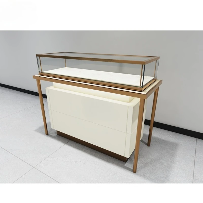 Modern metal jewelry display cabinet glass display cabinet ZB068 can be customized in color and size