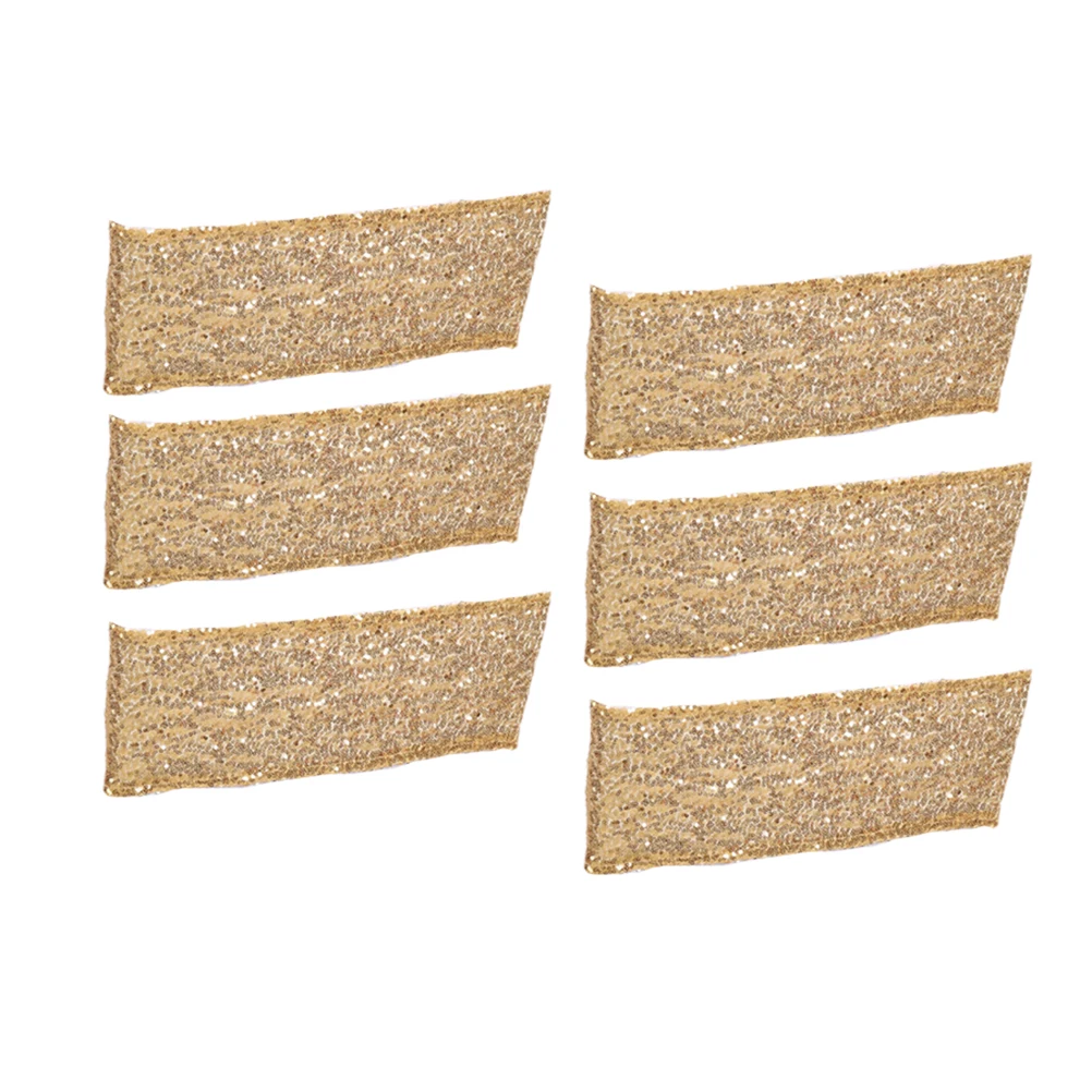 

12Pcs Chair Cover Straps Lightweight Elastic Polyester Sequins Ribbon Wedding Party Chair Back Decoration