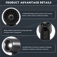 ABBO-110000RPM 80W Electric Air Duster Mini Turbo Violent Fan Rechargeable Blower Super Strong Jet Dry Keyboard Cleaning Tool