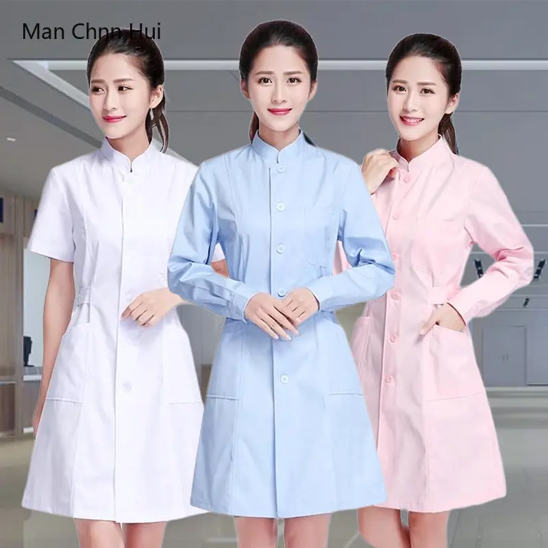 

High Quality Medical Uniform Beautician Workwear Long-Sleeved Nurse Outfit White Lab Coat Woman Scrubs Sanitary Clothing