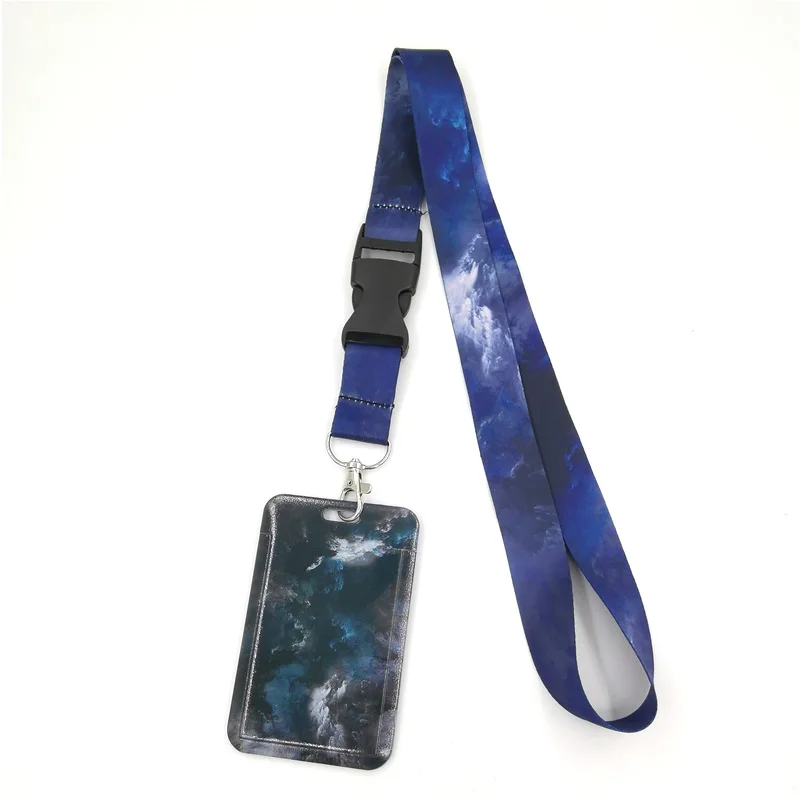 Nebula Starry Sky Anime Lanyard Badge Holder ID Card Lanyards Mobile Phone Rope Key Lanyard Neck Straps Keychain Key Ring