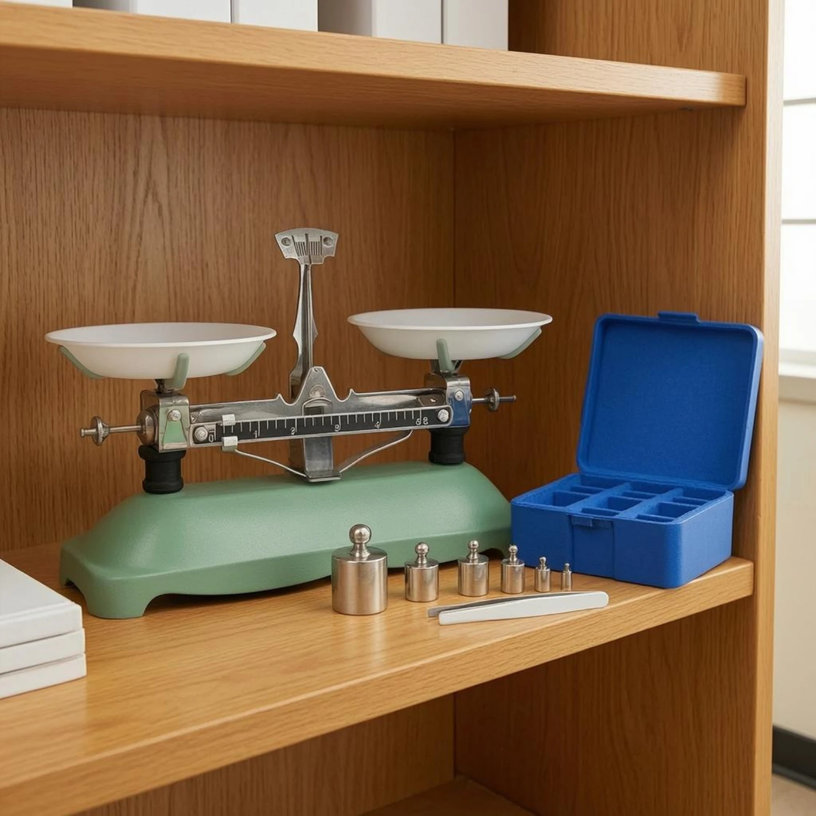Tray Balance Calibration Weights Classroom Balance Scale School Science Gear Weighing Pans Central Pointer for Teachers